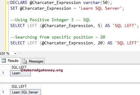 SQL Server LEFT() Function .